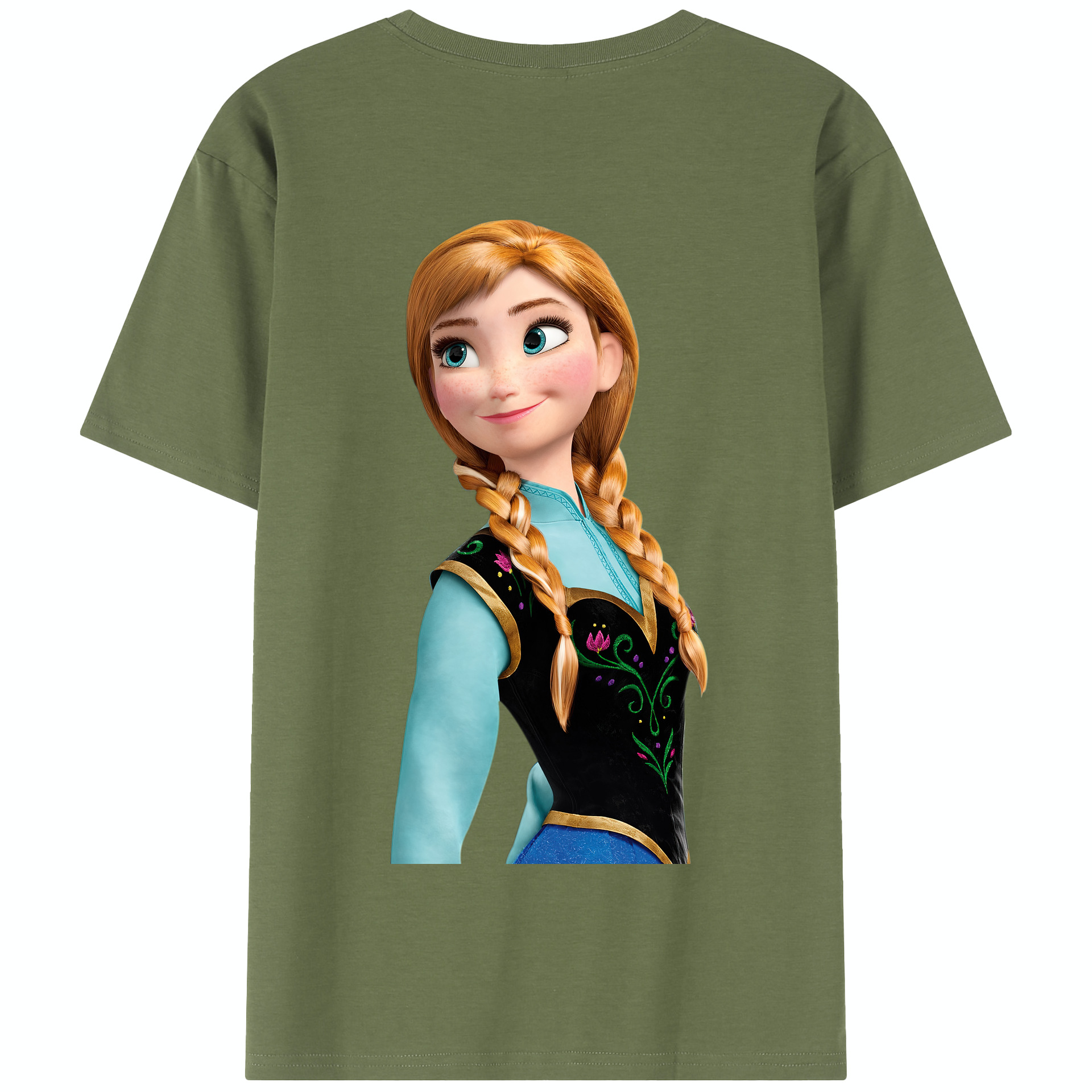 （画像用） アナと雪の女王 アンナ エルサ Frozen Anna Elsa 綿100％半袖Tシャツ（背面プリント）